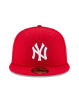 New York Yankees MLB Scarlet Red on White 59Fifty Fitted Hat