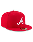 Atlanta Braves Scarlet Red on White 59Fifty Fitted Cap