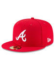 Atlanta Braves Scarlet Red on White 59Fifty Fitted Cap
