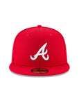 Atlanta Braves Scarlet Red on White 59Fifty Fitted Cap