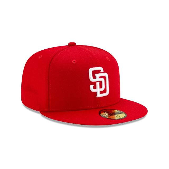 San Diego Padres Scarlet Red on White 59Fifty Fitted Cap