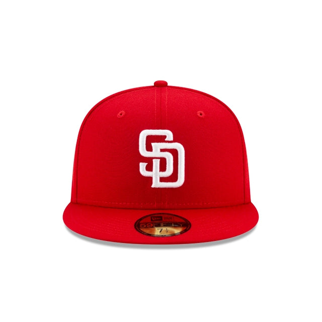 San Diego Padres Scarlet Red on White 59Fifty Fitted Cap