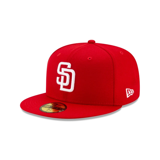 San Diego Padres Scarlet Red on White 59Fifty Fitted Cap