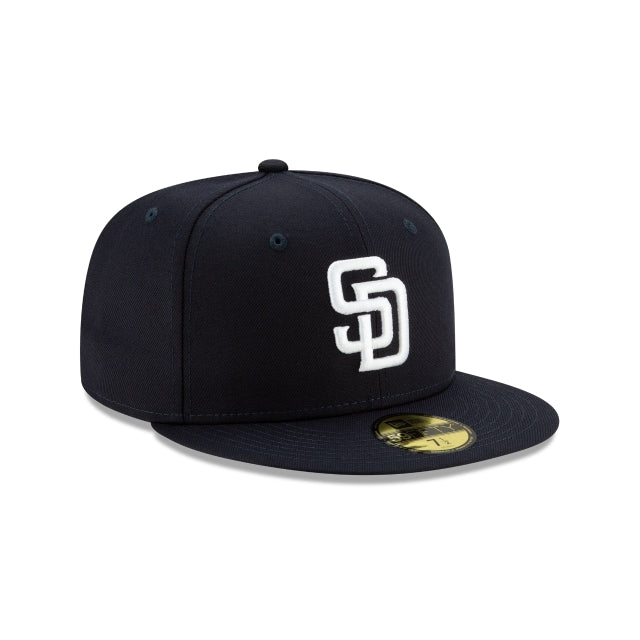 San Diego Padres MLB Navy on White 59Fifty Fitted Hat