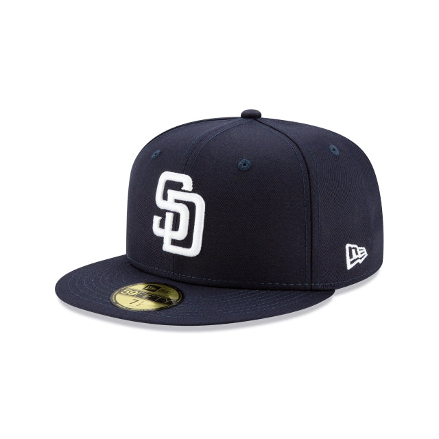 San Diego Padres MLB Navy on White 59Fifty Fitted Hat