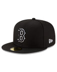 Boston Red Sox Black on Black White Outline 59Fifty Fitted