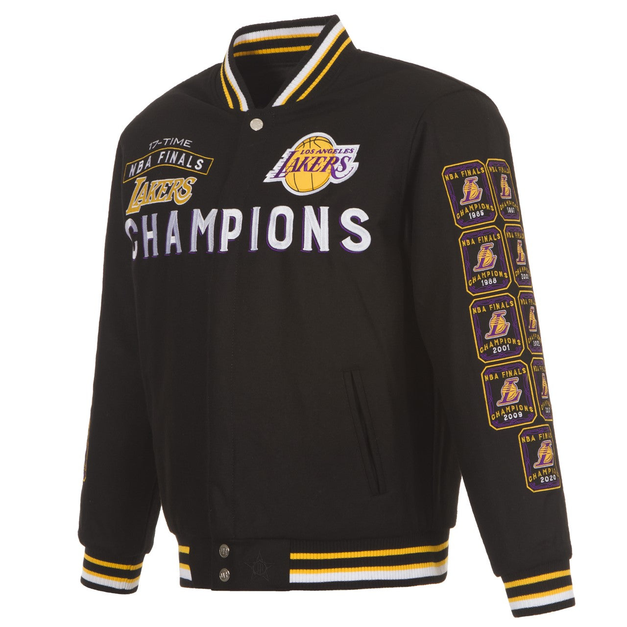 NBA Los Angeles Lakers スタジャン L Unisex Black Los Angeles Lakers Speedway Nylon Varsity Full
