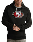 San Francisco 49ers Antigua Black Victory Pullover Hoodie
