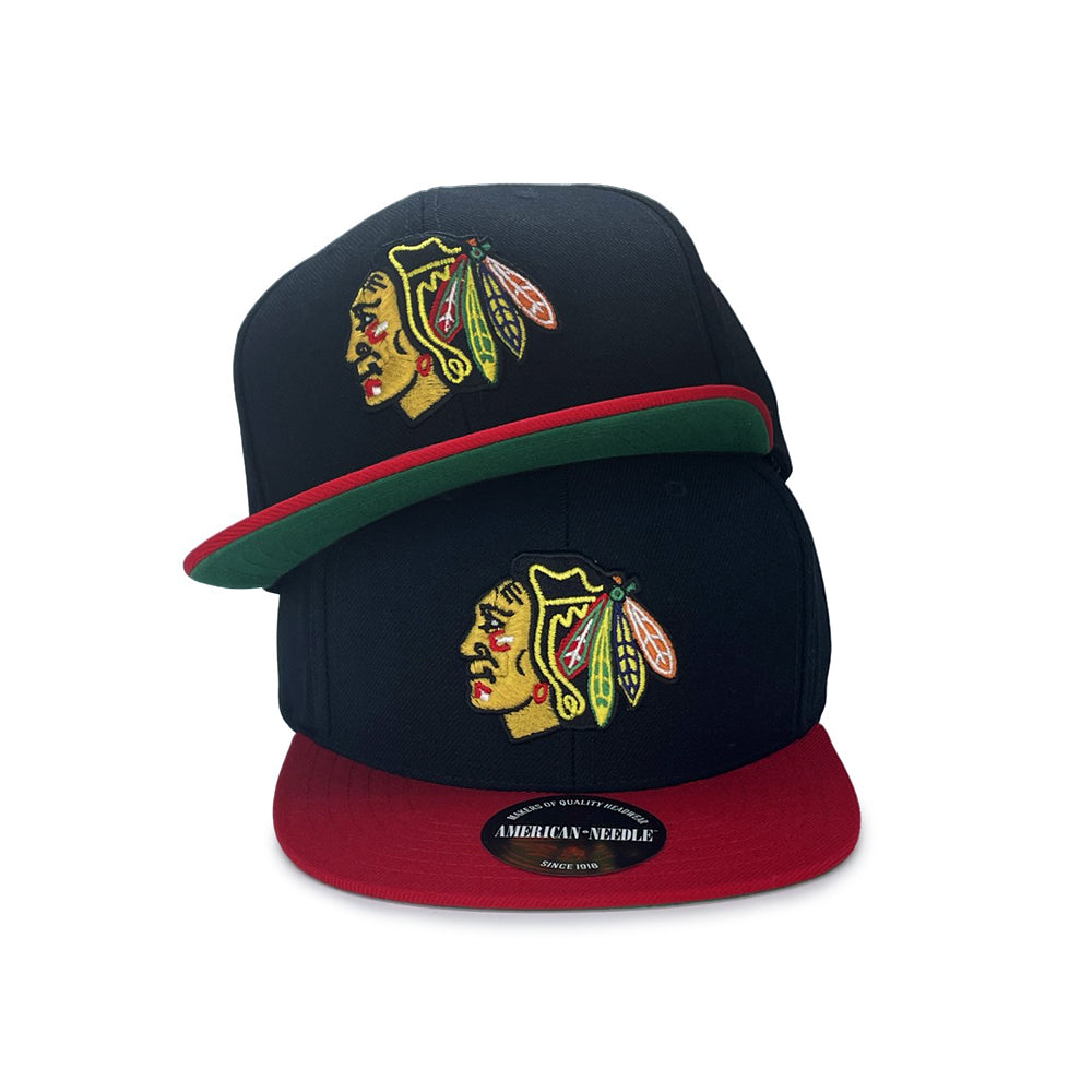 American Needle Chicago Blackhawks NHL Black Red 2 Tone Snapback