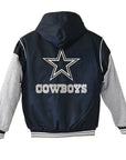 Dallas Cowboys Hooded Jacket with Fleece Sleeves Reversible Jacket