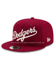 Los Angeles Dodgers Wordmark Cardinal on White 9Fifty Snapback