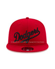 Los Angeles Dodgers Wordmark Scarlet Red on Black 9Fifty Snapback