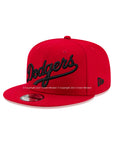 Los Angeles Dodgers Wordmark Scarlet Red on Black 9Fifty Snapback