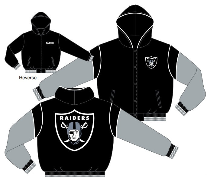 Las Vegas Raiders Hooded Jacket with Fleece Sleeves Reversible Jacket