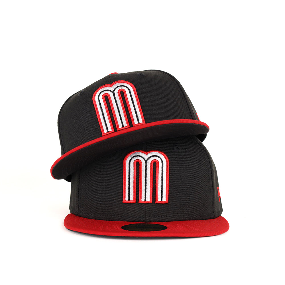 New Era Mexico World Baseball Classic M Black Red 2 Tone 59Fifty Fitted