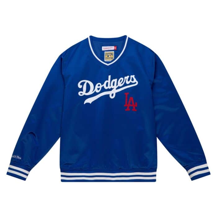 Mitchell & Ness Los Angeles Dodgers Sideline V-Neck Pullover Satin Jacket