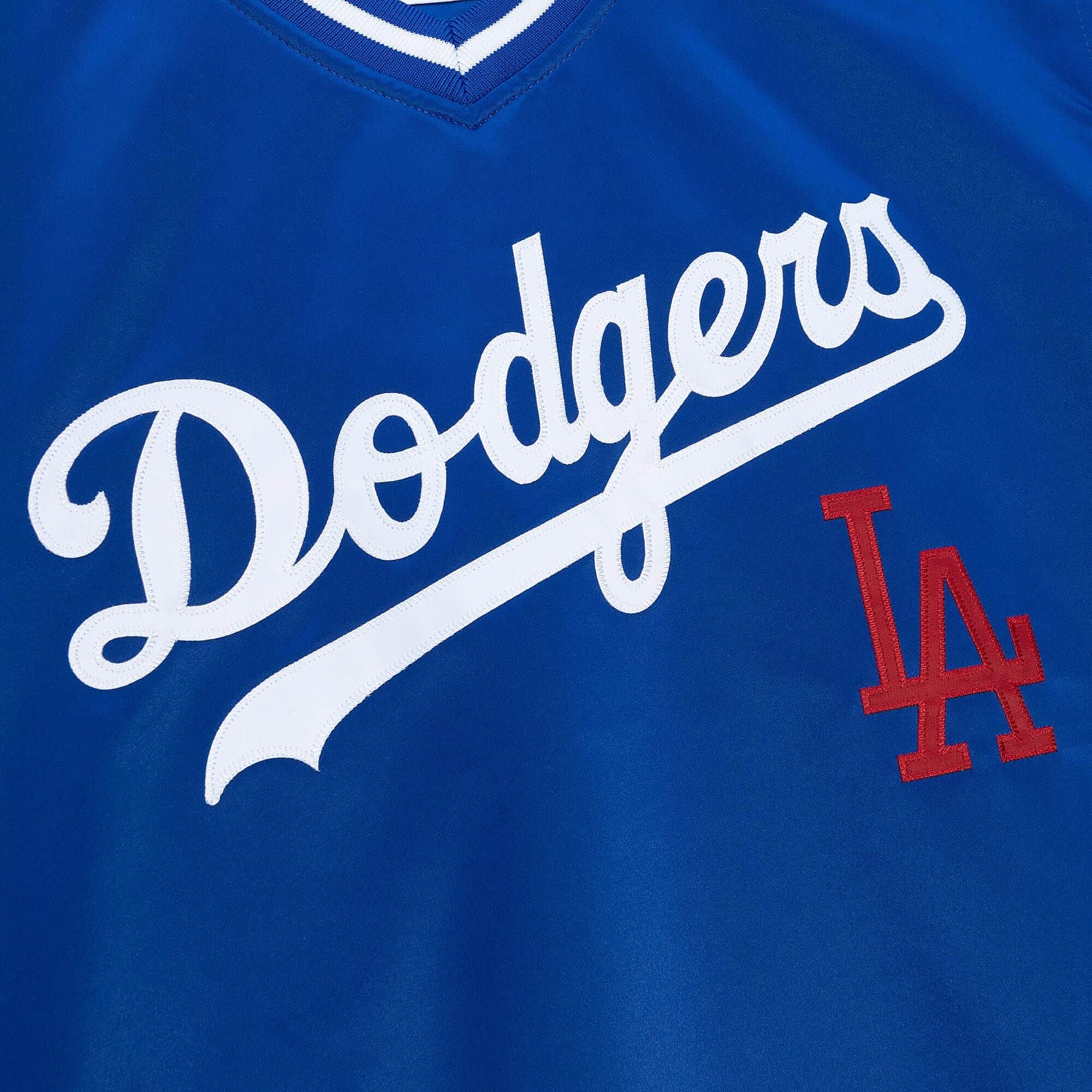 Mitchell & Ness Los Angeles Dodgers Sideline V-Neck Pullover Satin Jacket