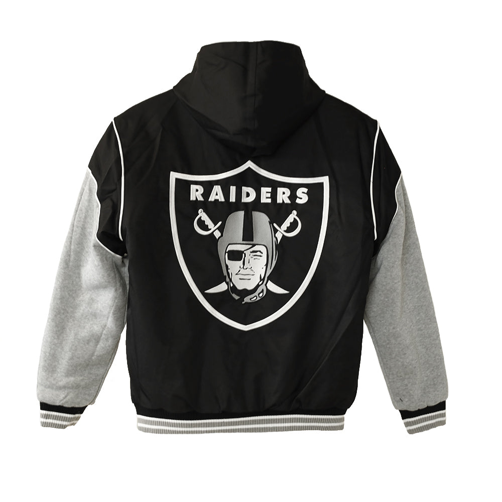 Las Vegas Raiders Hooded Jacket with Fleece Sleeves Reversible Jacket