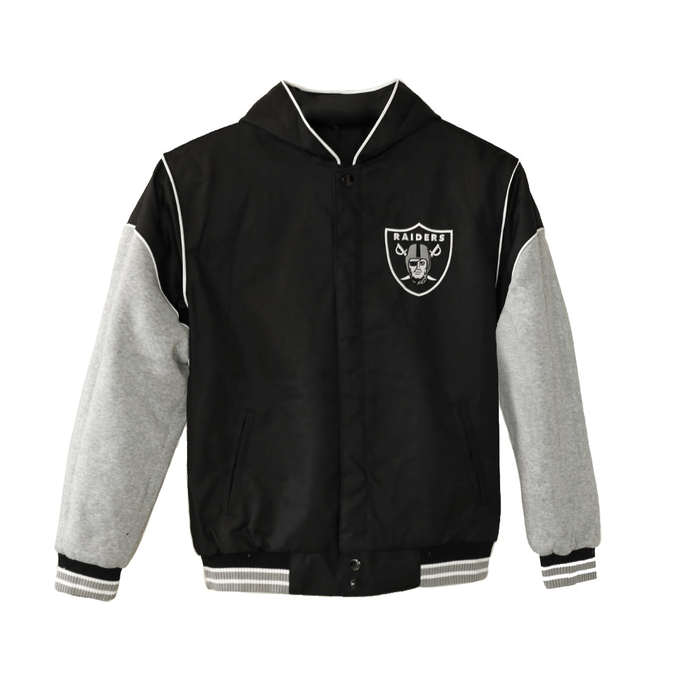 Las Vegas Raiders Hooded Jacket with Fleece Sleeves Reversible Jacket