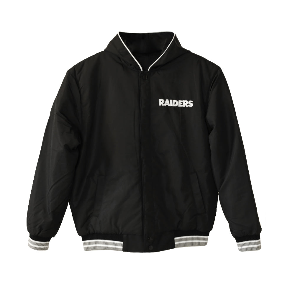 Las Vegas Raiders Hooded Jacket with Fleece Sleeves Reversible Jacket