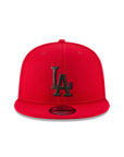 Los Angeles Dodgers Scarlet Red on Black Metal Badge 9Fifty Snapback