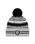 Las Vegas Raiders New Era 2021 NFL Sideline Sport Official Pom Knit Beanie