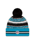 Carolina Panthers New Era 2021 NFL Sideline Sport Official Pom Knit Beanie