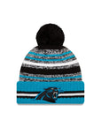 Carolina Panthers New Era 2021 NFL Sideline Sport Official Pom Knit Beanie