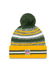 Green Bay Packers New Era 2021 NFL Sideline Sport Official Pom Knit Beanie