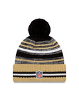 New Orleans Saints New Era 2021 NFL Sideline Sport Official Pom Knit Beanie