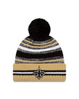 New Orleans Saints New Era 2021 NFL Sideline Sport Official Pom Knit Beanie