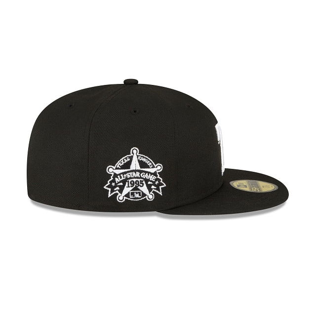 Texas Rangers Black White 1995 All Star Game Side Patch 59Fifty Fitted