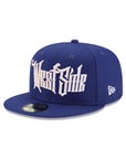 West Side Graffiti Font Royal on White 59Fifty Fitted