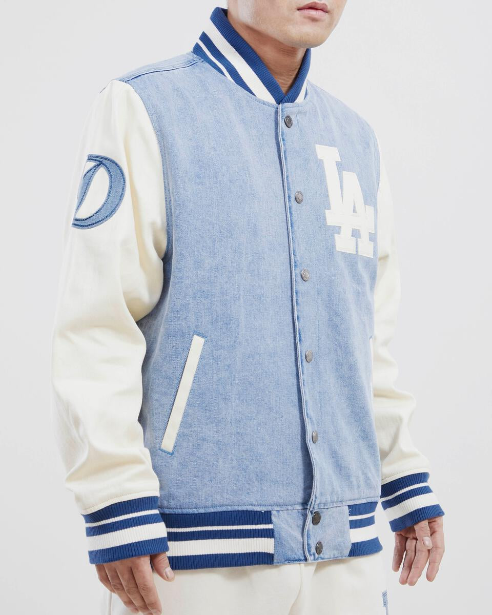 【関税＆送料込み】Off-White Denim Varsity Jacket H&D Clothing Mens Off-White Varsity Bomber Jacket Mens AC