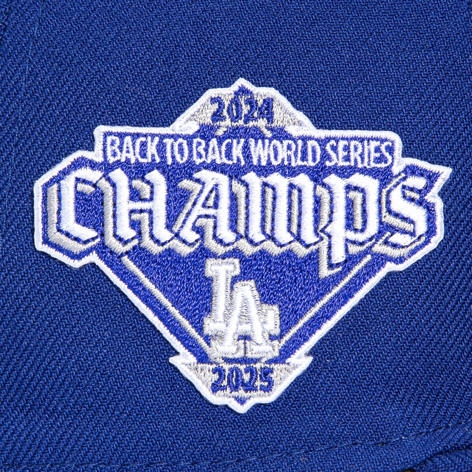 Los Angeles Dodgers Back-to-Back 2024-2025 World Series Champions Old English Side Patch 59Fifty Fitted