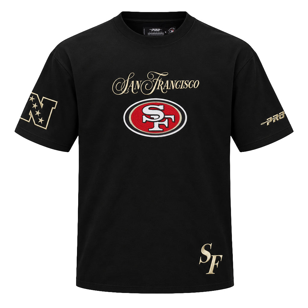 Pro Standard San Francisco 49ers Script Winners Circle Drop Shoulder Black Tee