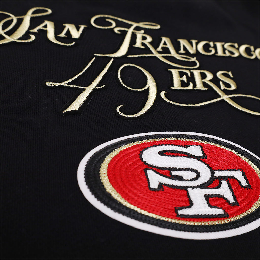 Pro Standard San Francisco 49ers Script Winners Circle Drop Shoulder Black Crewneck