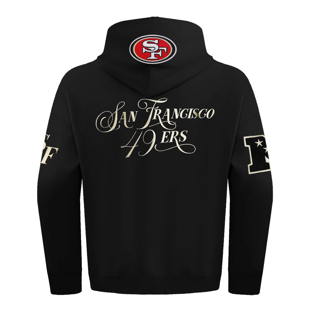 Pro Standard San Francisco 49ers Script Winners Circle Drop Shoulder Black Hoody