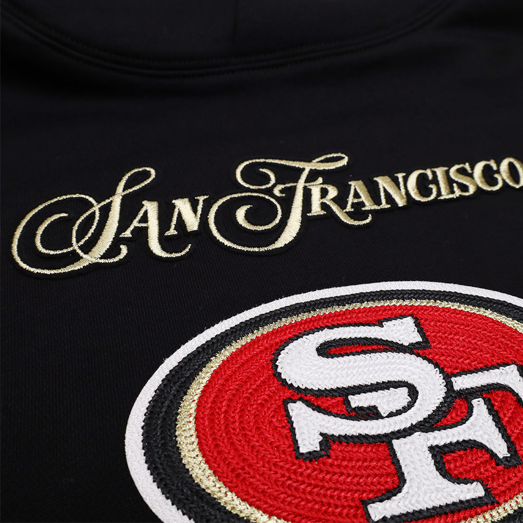 Pro Standard San Francisco 49ers Script Winners Circle Drop Shoulder Black Hoody