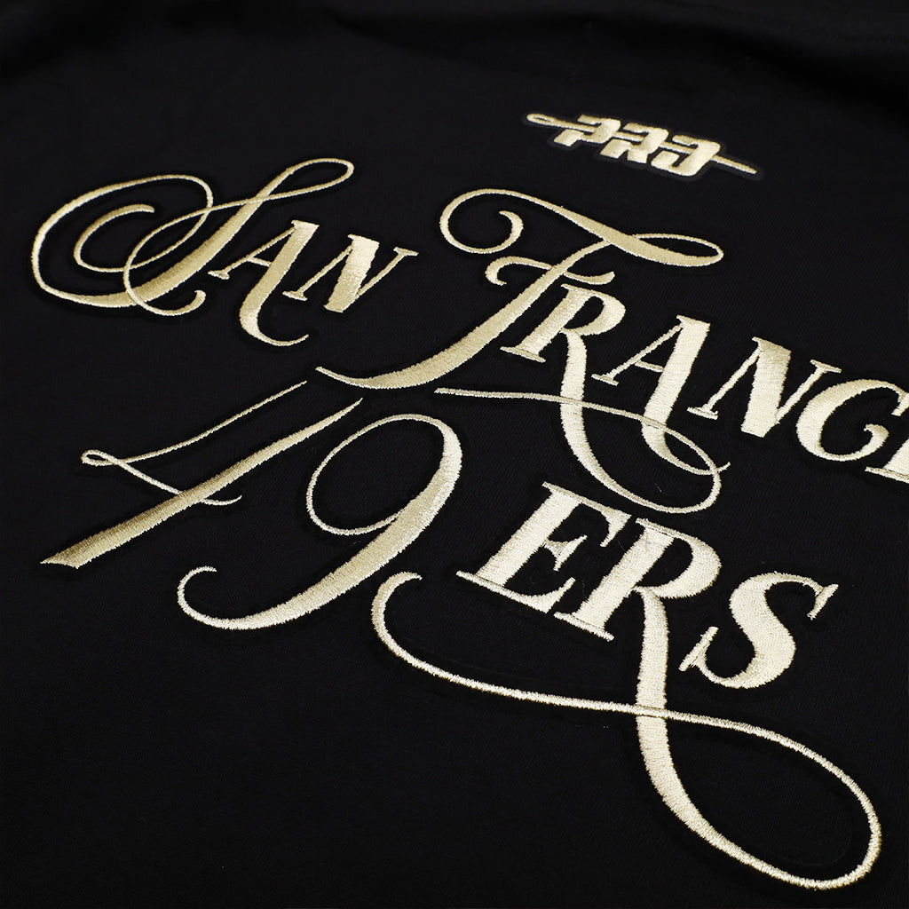 Pro Standard San Francisco 49ers Script Winners Circle Drop Shoulder Black Hoody