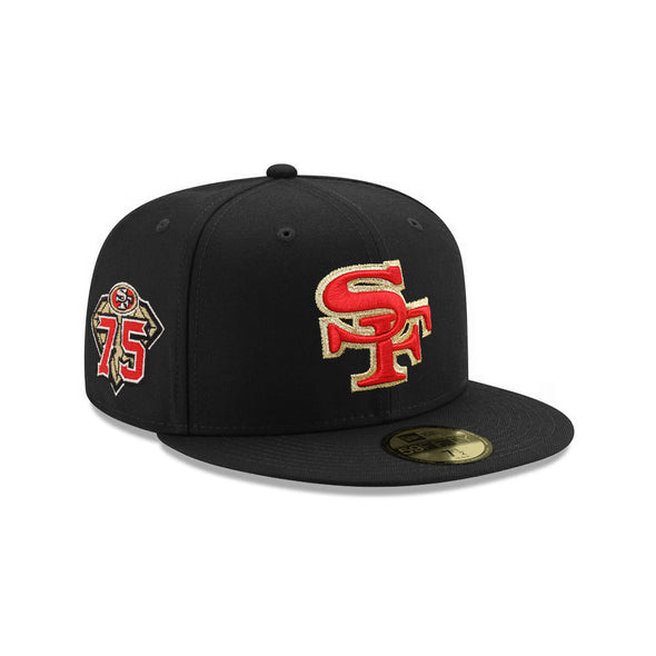 San Francisco 49ers SF Black Scarlet Gold 75th Anniversary 59Fifty Fitted