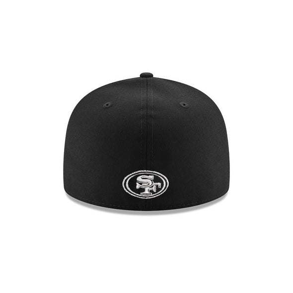 San Francisco 49ers Black On Black White Outline SF 59Fifty Fitted