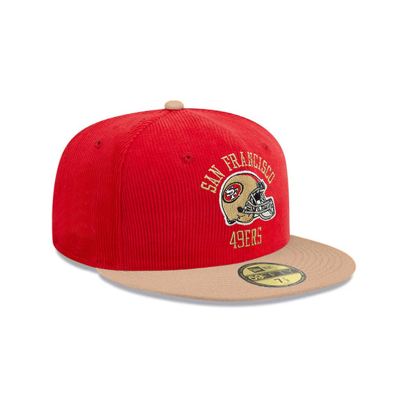 San Francisco 49ers Scarlet Red Corduroy Camel 2 Tone 59Fifty Fitted