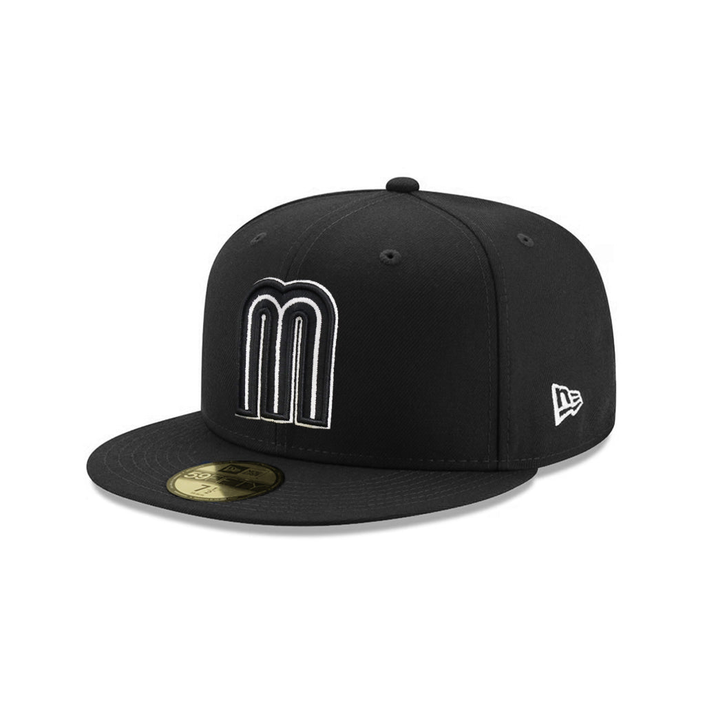 Mexico World Baseball Classic WBC Black On Black White Outline 59Fifty Fitted