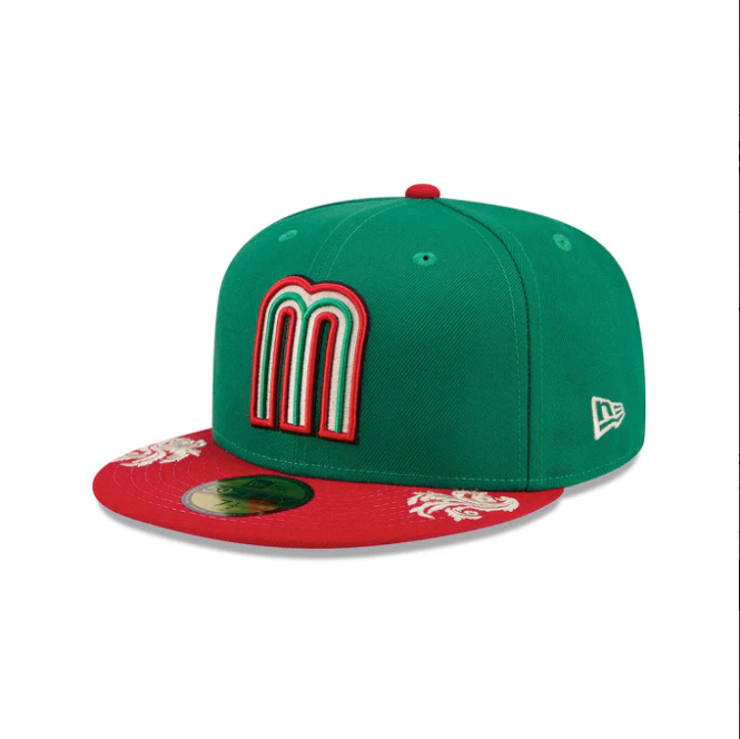 Mexico World Baseball Classic WBC Green Red 2 Tone Wordmark Script 59Fifty Fitted