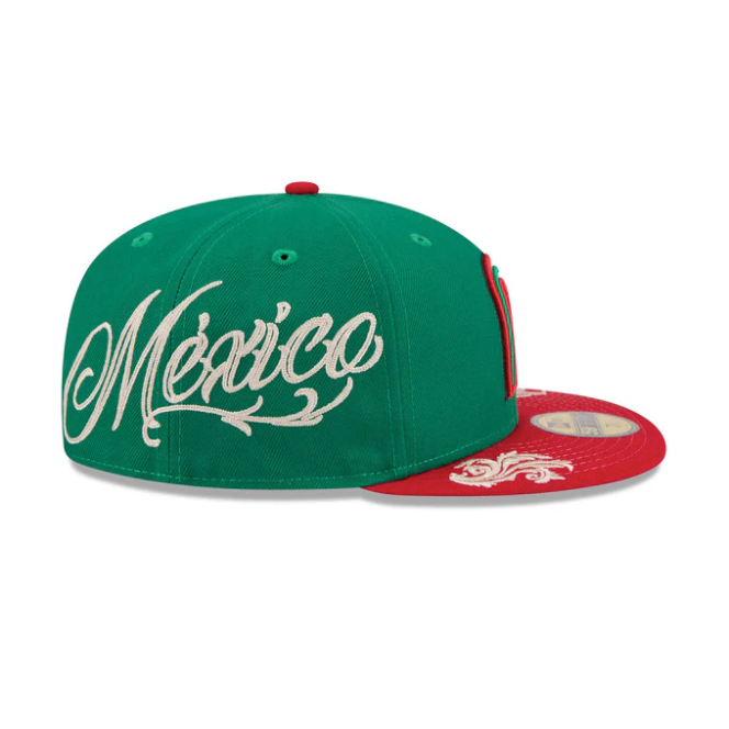 Mexico World Baseball Classic WBC Green Red 2 Tone Wordmark Script 59Fifty Fitted