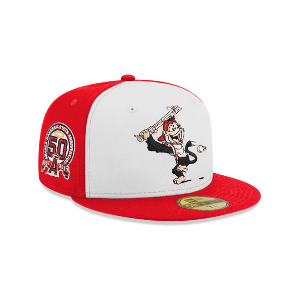 Los Angeles Angels Rally Monkey Mascot Red White 50th Anniversary SP 59Fifty Fitted