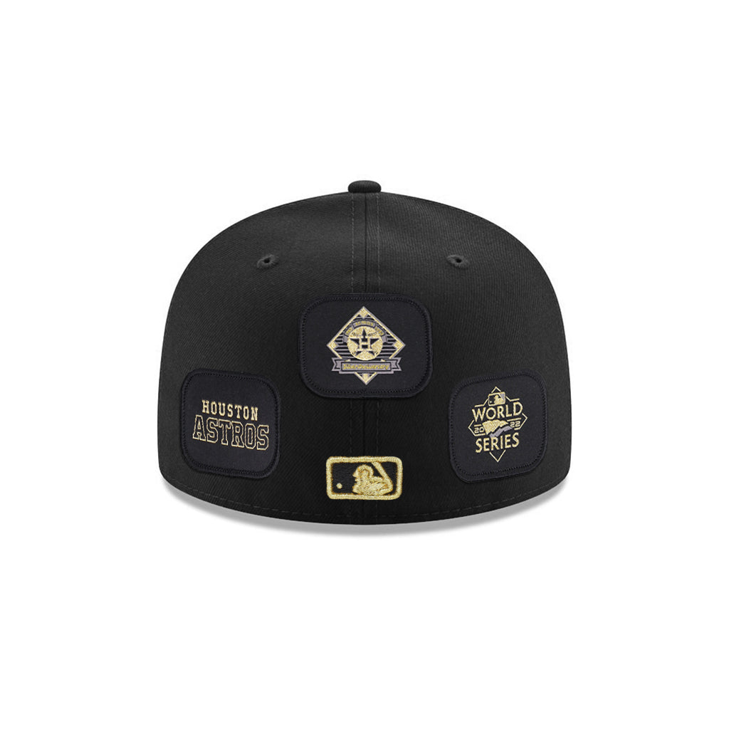 Houston Astros Black Gold Velcro All Over Patches 59Fifty Fitted