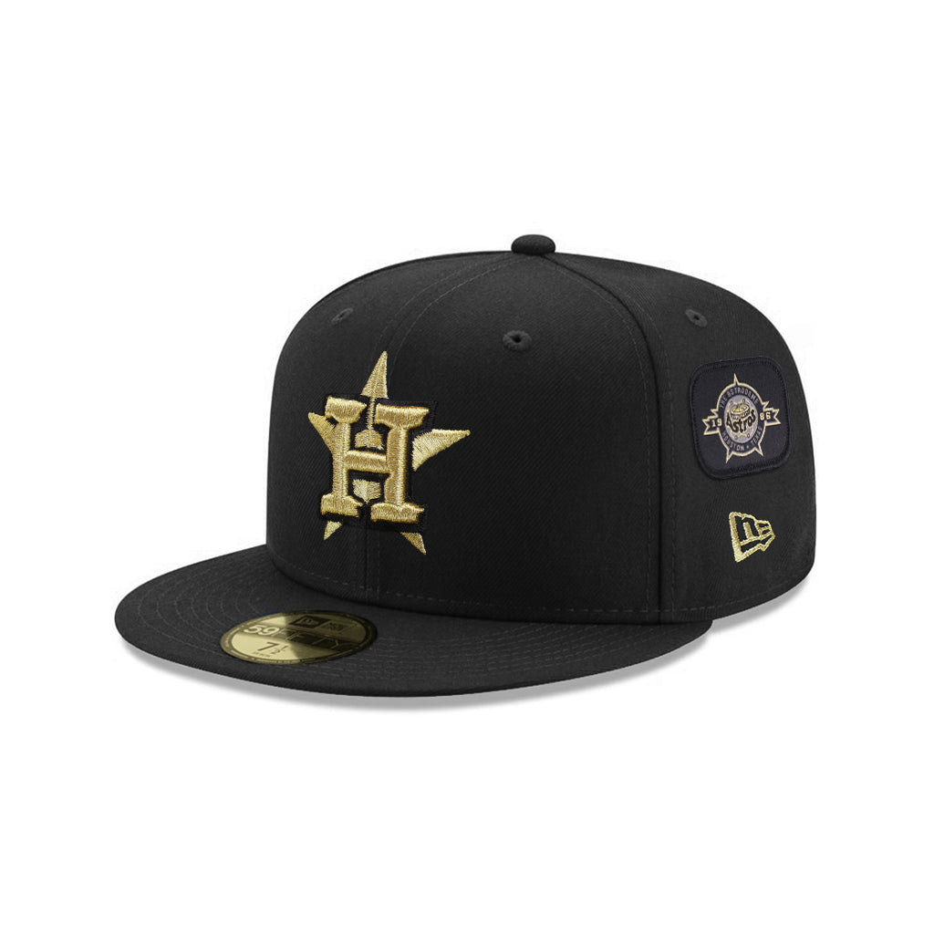 Houston Astros Black Gold Velcro All Over Patches 59Fifty Fitted