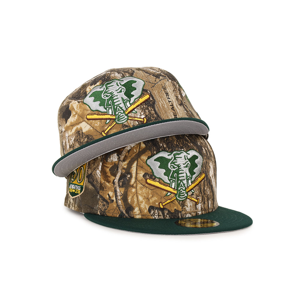 New Era Oakland Athletics 50th Anniversary Real Tree Prime Two Tone Edition  59Fifty Fitted Hat, EXCLUSIVE HATS, CAPS
